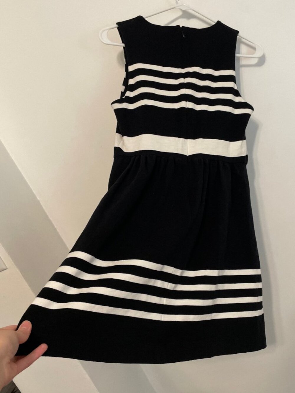 J. CREW Factory Striped Daybreak Dress Black White Sleeveless Mini Fit & Flare - Picture 16 of 16
